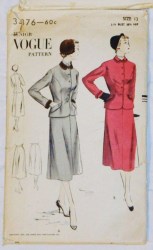 3376 1950 VOGUE LOING SLEEVE SUIT JACKET, SKIRT PATTERN 13 31.5''B